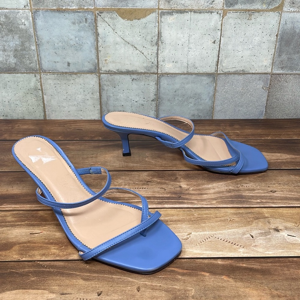 J. Crew Leather Cross Toe Strap Sandal in Hydrangea 9 S29